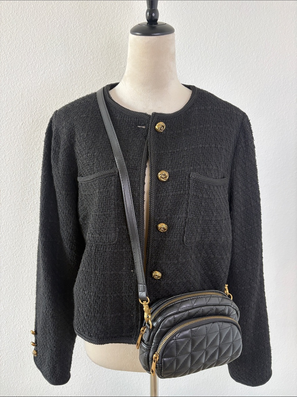 Zara Crossbody Black Quilted Purse Bag